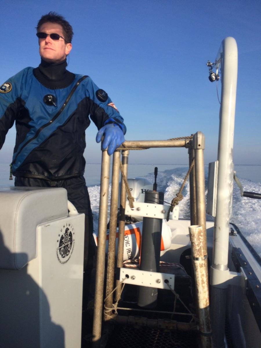 Mike Goodison with hydrophone