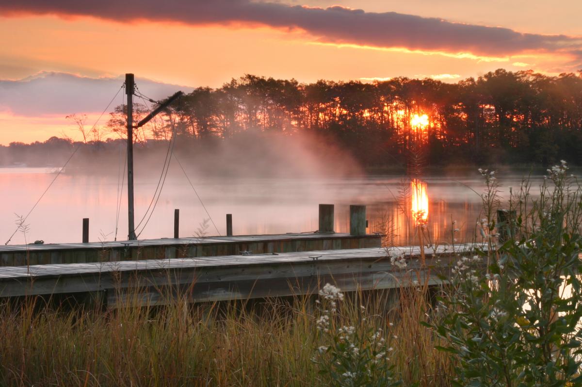 sunrise over docks