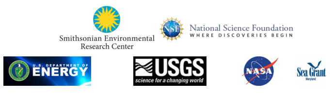 funder logos (SERC, NSF, U.S. Dept. of Energy, USGS, NASA, and MD Sea Grant)