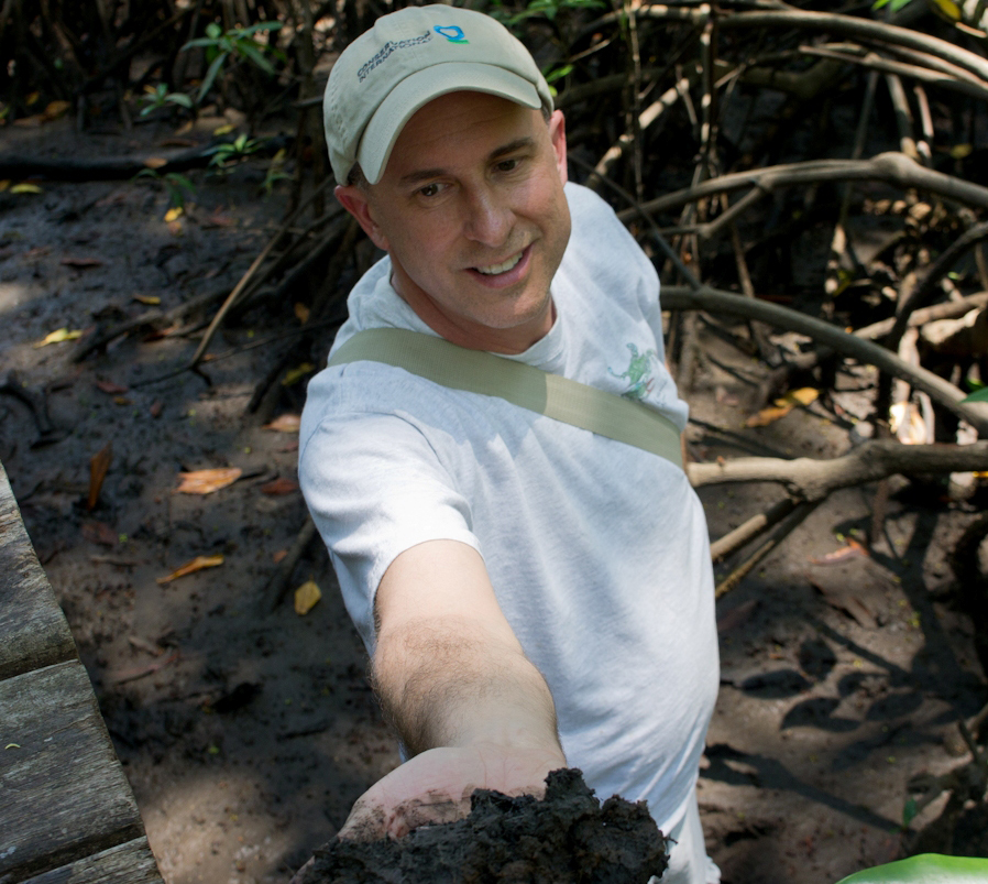 Pat Megonigal holding soil