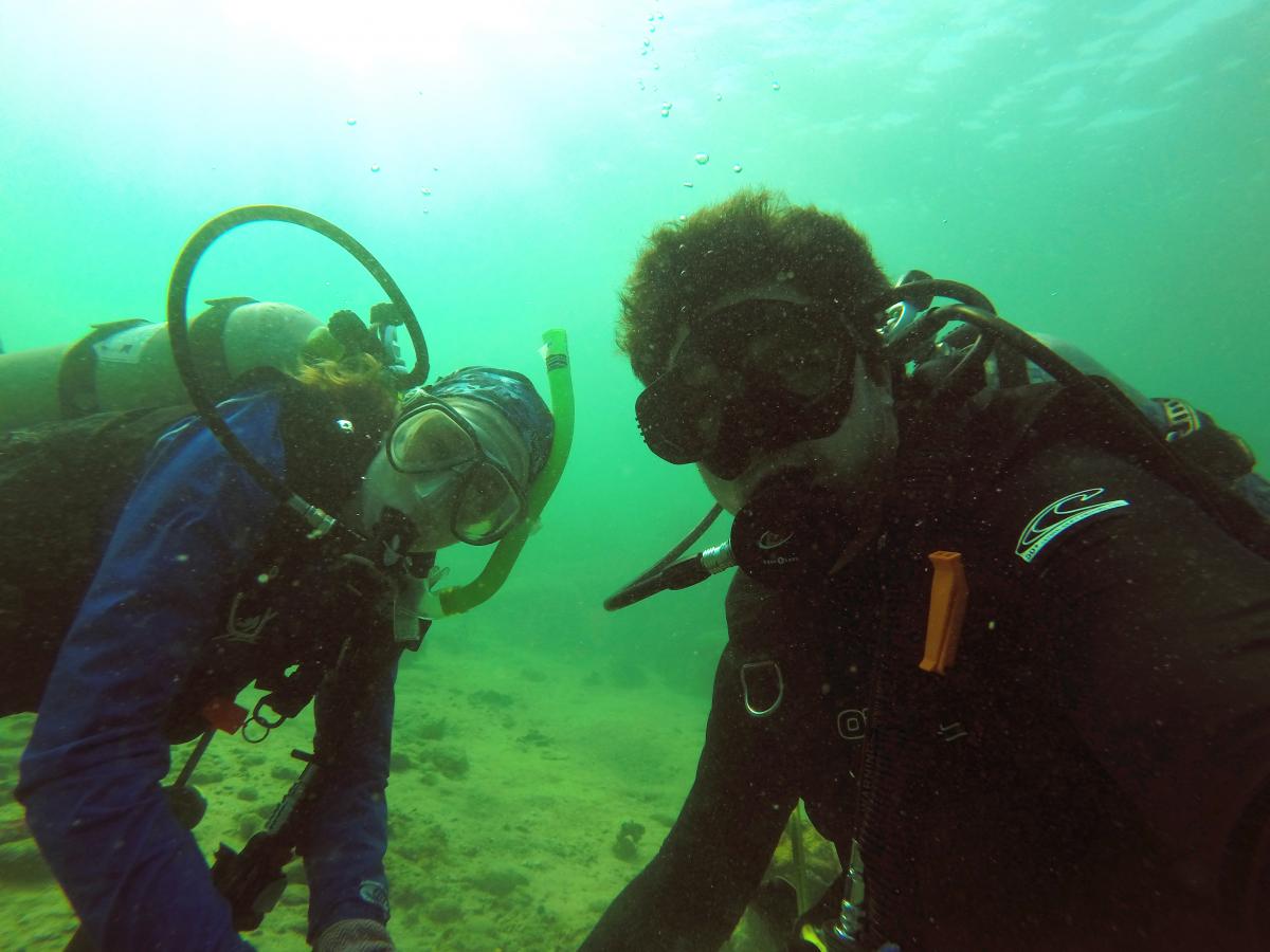Two divers underwater