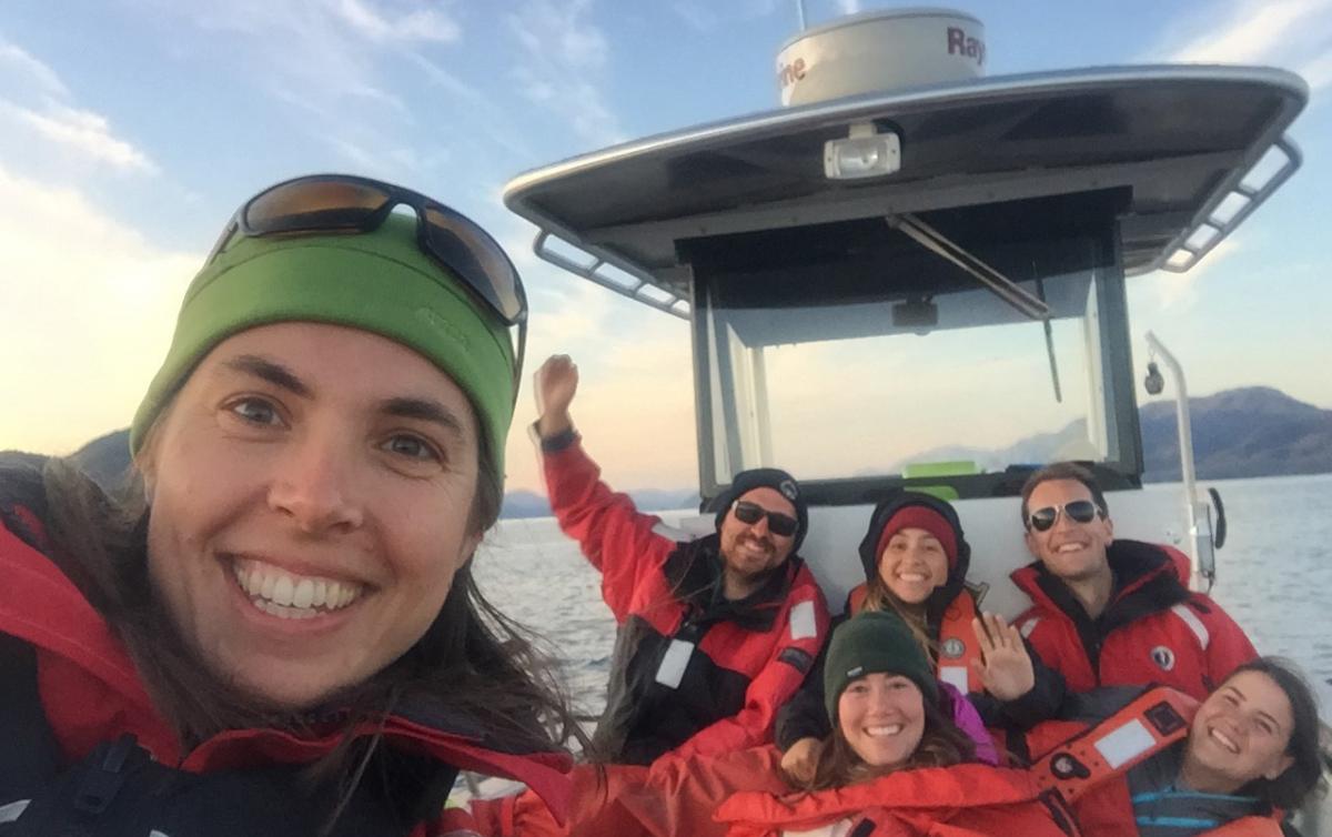 Selfie of scientists on boat