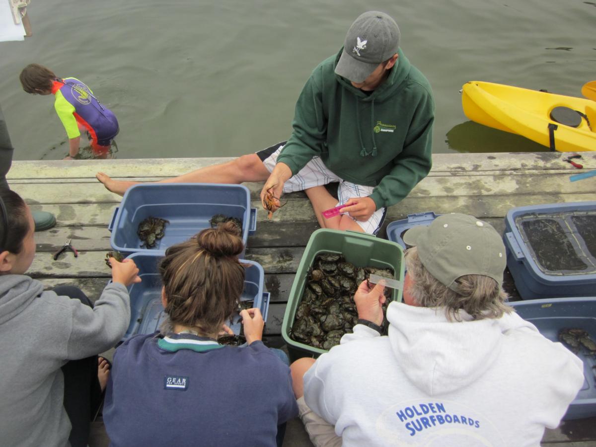 Chris Brown and volunteers at Seadrift Lagoon