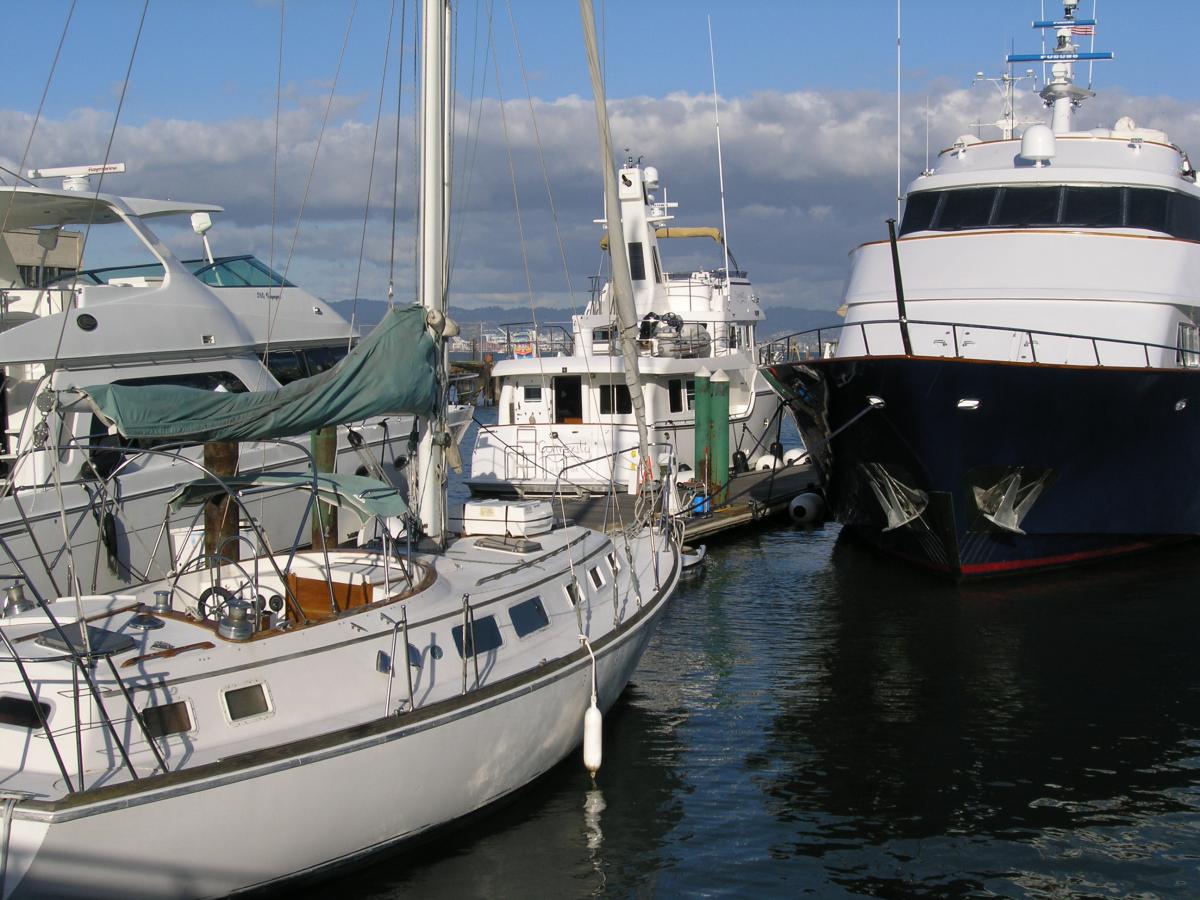 Recreational boats at a marina in California.