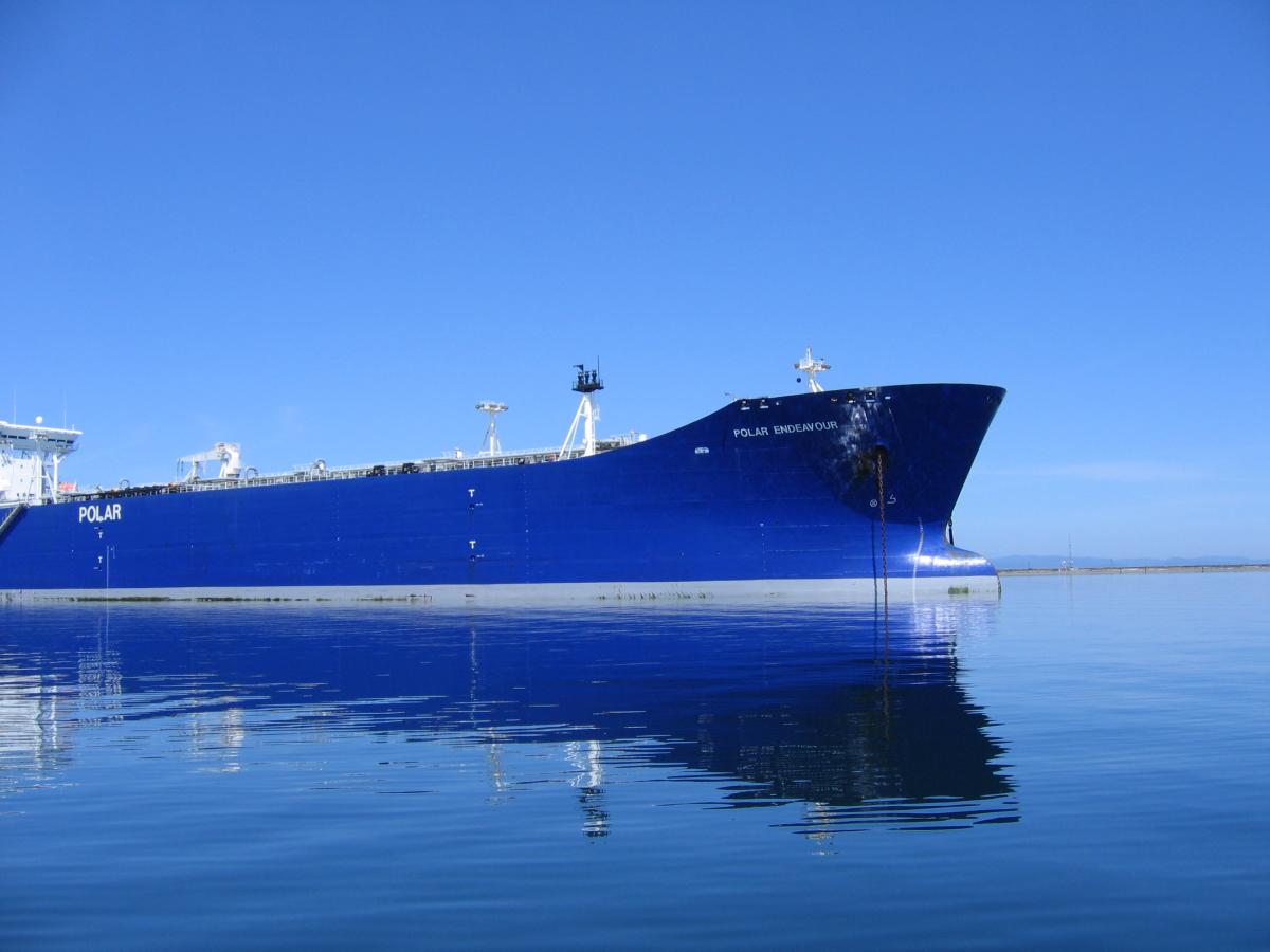 A tanker ship near the town of Port Angelas, WA. 