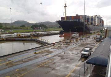 Miraflores Lock with ship