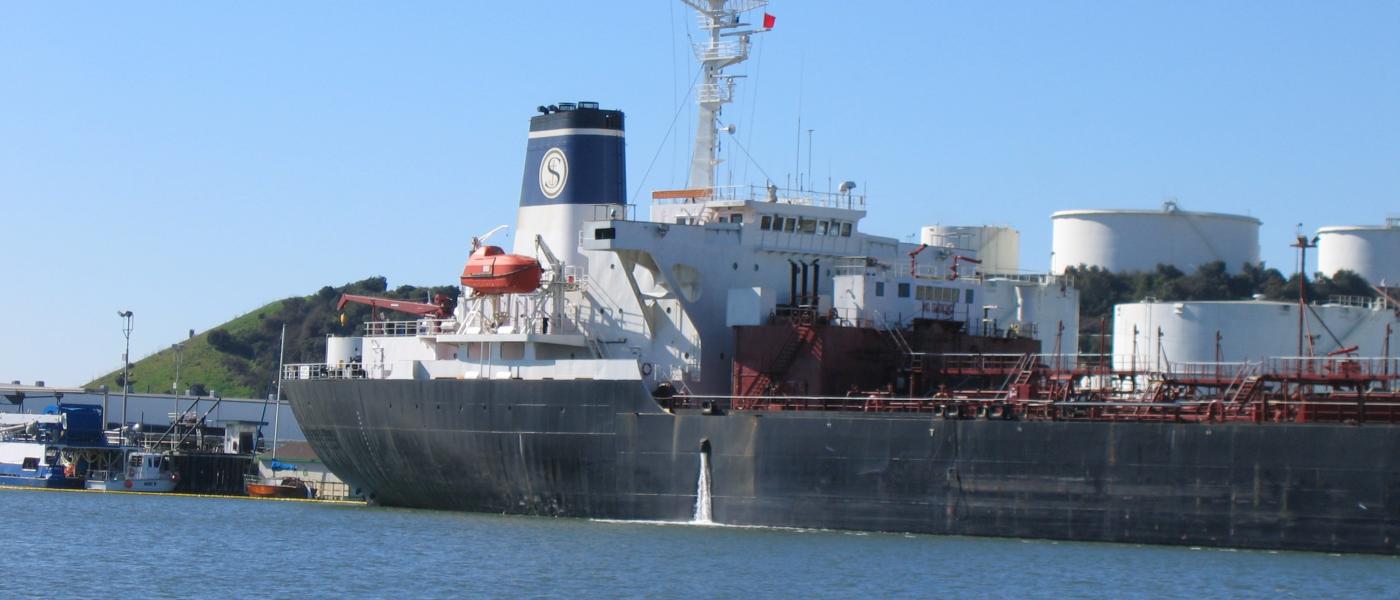 ship emitting ballast water