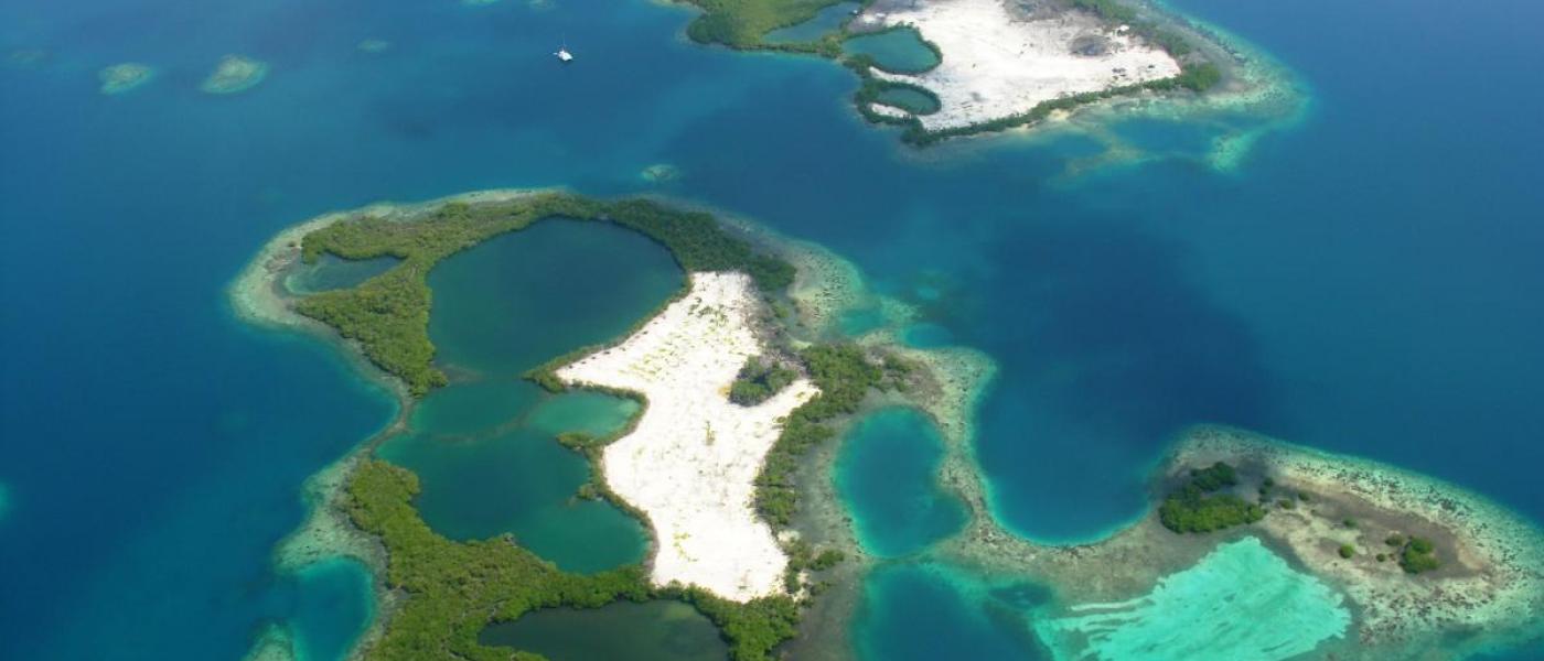 aerial of cays in Belize