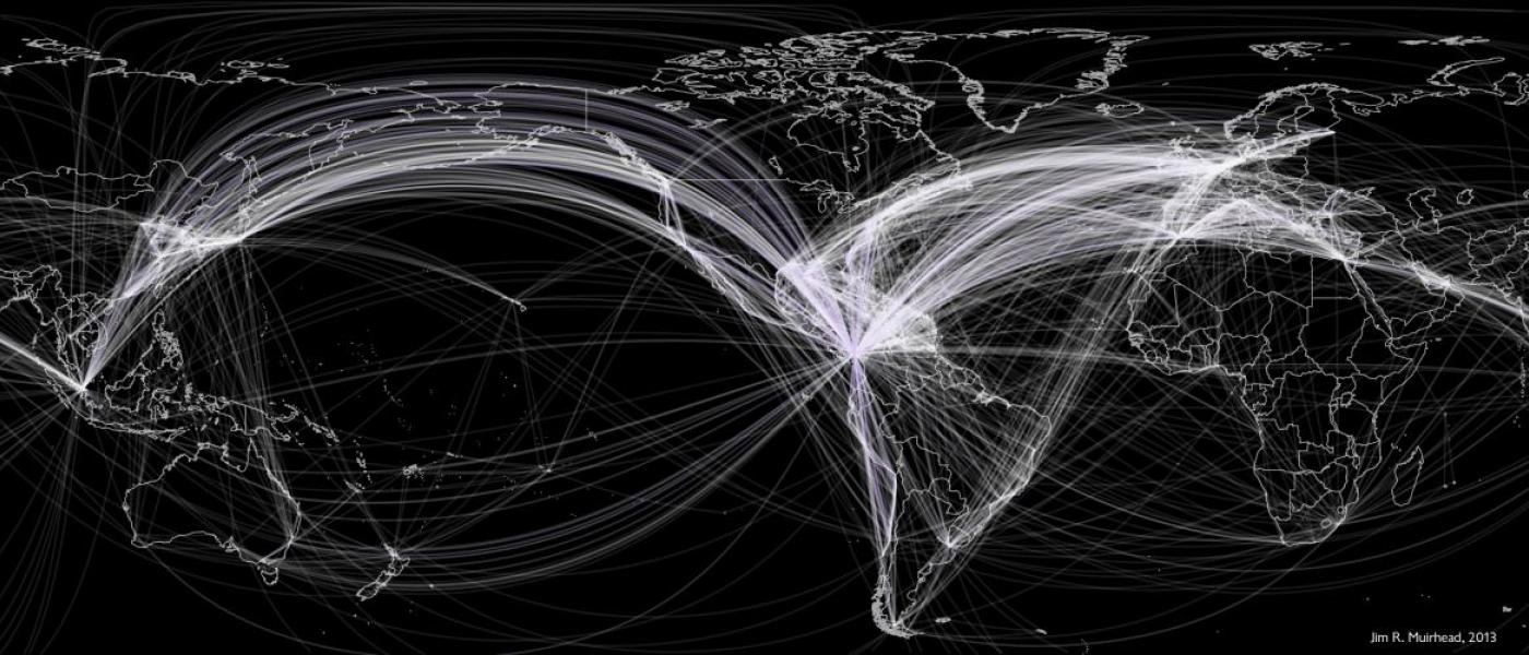 Graphic showing global shipping patterns