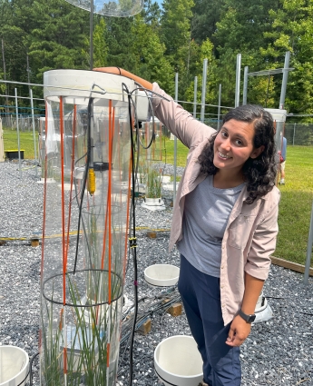 Alia Al-Haj fixing a flux chamber