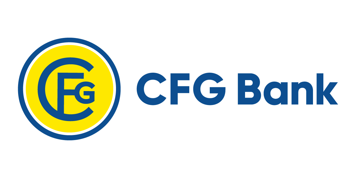 Yellow and blue circular logo for CFG Bank