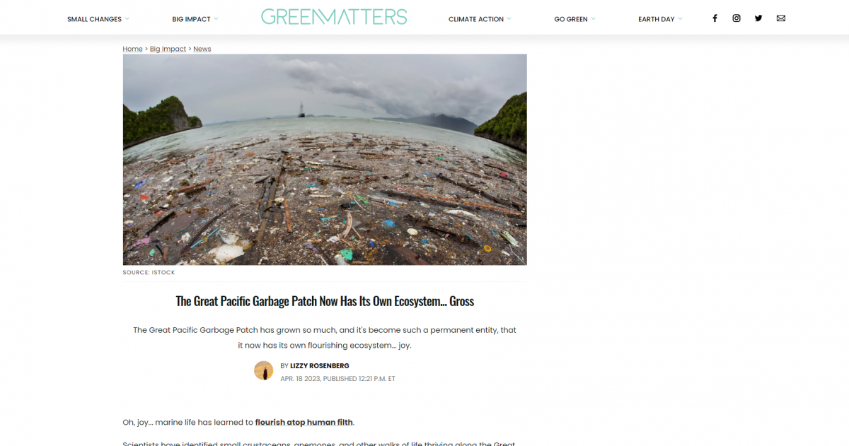 Green Matters article about SERC and the University of Hawaiʻi's Great Pacific Garbage Patch study